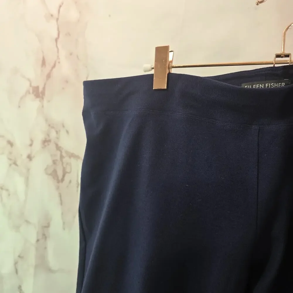 Eileen Fisher Pants Womens XL Navy Blue Stretch Pull On High Rise Crepe Viscose - Picture 2 of 12